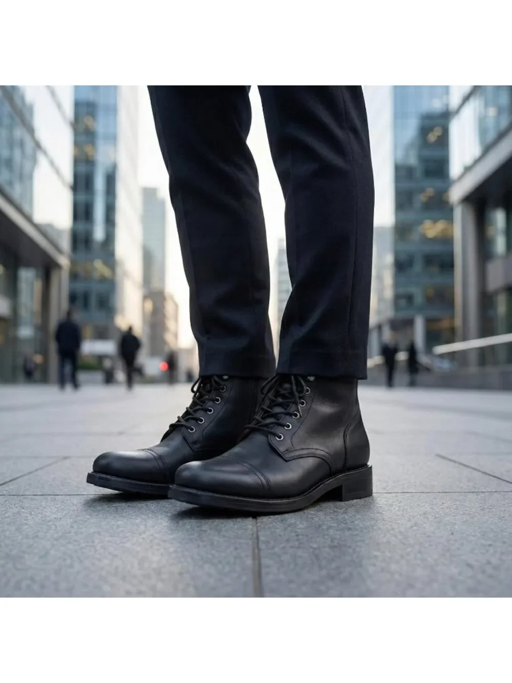 Men's Black Matte Pull Up Cap Toe Comfort Heritage Oxford Ankle Chukka Boot